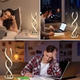 thumbnail image 4 of ADISUN LED Modern Table Lamp Dimmable Spiral Desk Lamps Touch Control Bedside Nightstand Light with USB Charging Ports for Bedroom Living Room Office, Silver, 4 of 9