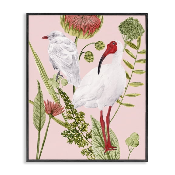 Stupell Industries Bohemian White Ibis Floral Arrangement Black Framed Giclee Art, 24 x 30, by Melissa Wang