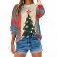 thumbnail image 5 of Women's Christmas Fleece Sweatshirt Long Sleeve Crew Neck Santa Claus Christmas Tree Graphic Print Casual Loose Hoodies for Holiday Party Multicolor-11 S, 5 of 9