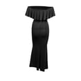 thumbnail image 3 of VISgogo, vestido de noche con hombros descubiertos para mujer, elegante vestido de baile con volantes de Color sólido para cóctel, fiesta de boda VISgogo moda, 3 of 9