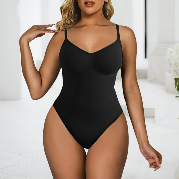 nsendm Female Underwear Adult Compression Bodysuit for Women Seamless Body  Shaping Bodysuit Belly Controlling Butt Sweat Vest for Women plus(Black, L)  