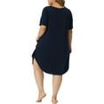 thumbnail image 3 of Agnes Orinda Women's Plus Size Pajama Dress for V Neck Lace Trim Hem Loose Tshirt Nightgown Sleepwear, 3 of 5