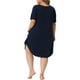 thumbnail image 3 of Vestido de pijama de talla grande para mujer Agnes Orinda con escote en V, dobladillo de encaje, camiseta suelta, ropa de dormir, azul real 2X, 3 of 5
