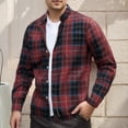 thumbnail image 3 of LZHGirlshop Men's Plaid Long Sleeve Shirts Button Down Shirt Casual Cotton Collared Shirt Jacket with Pockets,Red,L, 3 of 7