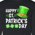 thumbnail image 4 of Inktastic Happy St. Patrick's Day Green Hat and Clovers Long Sleeve T-Shirt, 4 of 5