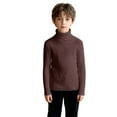 thumbnail image 3 of XIMIN Kids Girls Solid Color Ribbed Knitted Shirts Mock Neck Tee Top Turtleneck Long Sleeve Basic Fall Winter Casual Slim Fit Base Layer Pullover Tee, 3 of 7