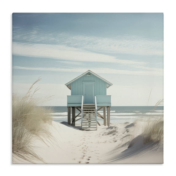 Stupell Industries Coastal Lookout Hut Nautical & Beach Painting Wrapped Canvas Art Print Wall Art, 17 x 17