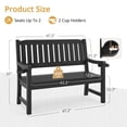 thumbnail image 4 of Carolayne 47" HDPS Outdoor Seating Bench, Armrest Garden Chair for Backyard & Porch, Black, 4 of 6