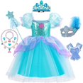 thumbnail image 1 of Vestido de sirena para niña pequeña, disfraz de princesa para fiesta de cumpleaños, Ariel, ropa de fantasía para Halloween, vestido elegante de verano Fivean unisex, 1 of 2