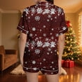 thumbnail image 4 of asdoklhq Cotton Pajamas for Women Women Christmas Printed Stand Up Collar Pocket Short Sleeved Top Shorts Home Wear Pajama Set Red M, 4 of 7