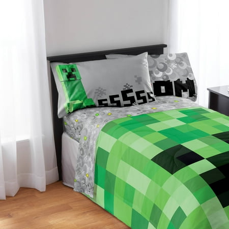 Minecraft Gray Blocks Kids Bedding Sheet Set