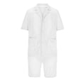 thumbnail image 2 of VBTAPA Men Hawaiian Beach Sets 2 Piece Mesh Outfits Short Sleeve Button Down Shirts and Drawstring Waist Shorts Set Breathable Summer Outfits Sales of Today White XXXL, 2 of 5