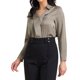 thumbnail image 4 of BLUSA DE TRABAJO DE SATÉN PARA MUJERES INSPIRE CHIC CON CUELLO EN V Y MANGAS LARGAS, CAMISA ELEGANTE DE OFICINA TALLA L, CAQUI OSCURO, 4 of 6