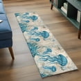 thumbnail image 3 of 2'x6' Rug Runners for Hallways Kitchen, Teal Jellyfish Coastal Non Slip Entryway Beside Floor Carpet Runner, Vintage Summer Beach Nautical Washable Laundry Room Bedroom Throw Rugs Mat for Family Pet, 3 of 8