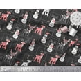 thumbnail image 2 of Soimoi Black Cotton Voile Fabric Baubles,Reindeer & Snowman Cartoon Print Sewing Fabric Yard 42 Inch Wide, 2 of 3