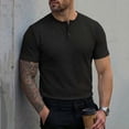 thumbnail image 2 of CHGBMOK Mens Henley Shirts Short Sleeve Waffle Casual Basic Tees Classic Summer Solid Slim Fit T Shirts, 2 of 7