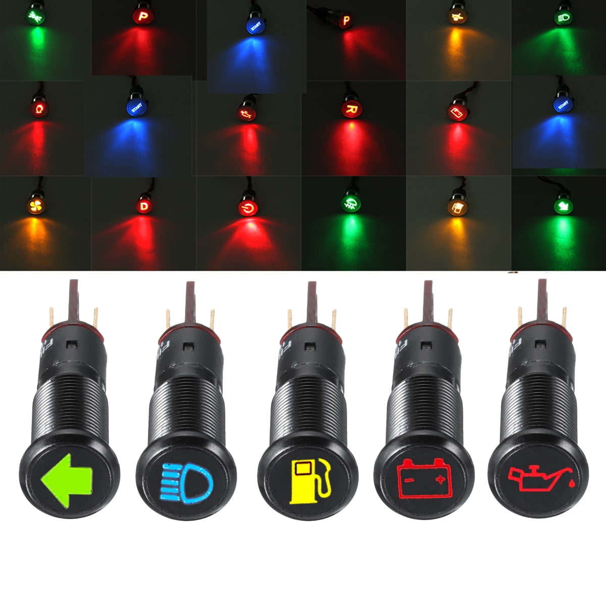 Car Van Battery Warning Led Indicator Light Illuminated 12 Volt Panel Dash Lamp