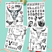 Cosplay Rapper-Inspired Temporary Tattoos – 4-Sheet Face Tattoo Stickers for Men, Women and Kids – Hip-Hop Style Fake Tattoos for Cosplay, Halloween, and Parties