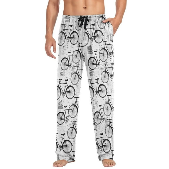 joogoo Men's Pajama Pants Retro Bicycles Soft Long Sleep Lounge Pjs Bottoms L