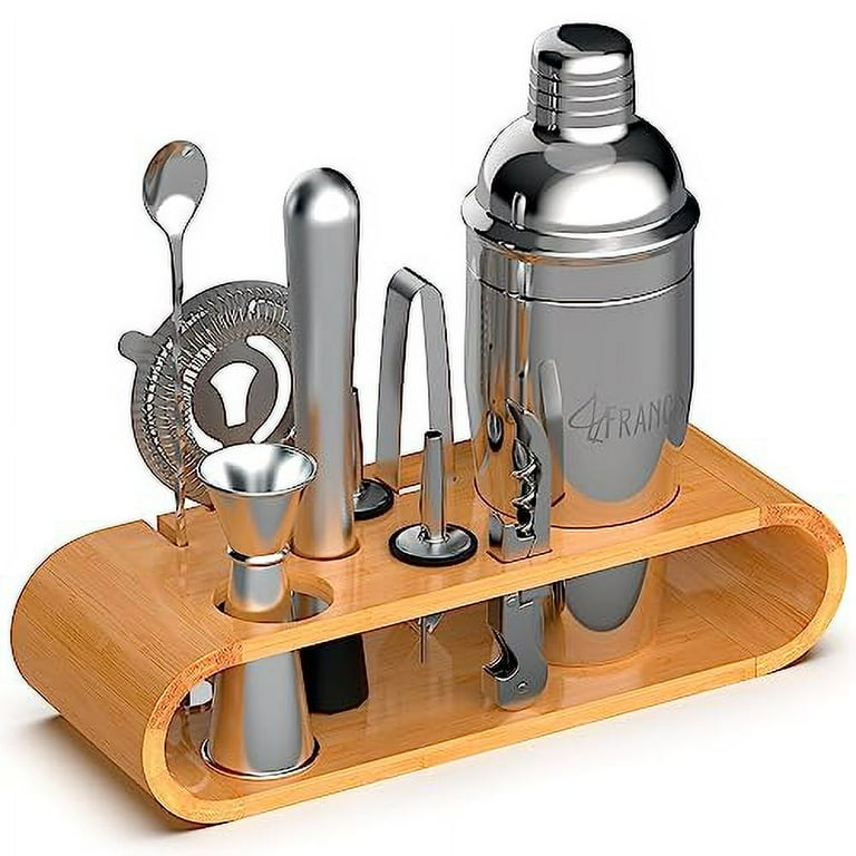 Home Bartender Kit 16 Pezzi In Acciaio Inox - Set Completo Con Shaker, Jigger, Muddler E Secchiello Per Cocktail