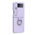 thumbnail image 3 of Nalacover Slim Ring Case for Samsung Galaxy Z Flip 4 Liquid Silicone Phone Case with Camera Lens Sliding Cover, Full Coverage Protection Shockproof Case for Samsung Galaxy Z Flip 4 - Purple, 3 of 9