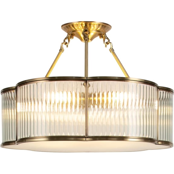 Mid Century Pendant Light Fixture, Modern Gold Metal Ceiling Hanging Light with Adjustable Chain, 3-Light Vintage Glass Chandelier for Kitchen Island Entryway Dining Room