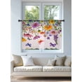 thumbnail image 4 of Sheer Curtains 45 Inch Length, Pink Spring Floral Semi Sheer Curtains Light Filtering Window Treatment, Farmhouse Flowers Butterfly Watercolor Privacy Voile Drapes for Living Room Bedroom 52x45 Inch, 4 of 7