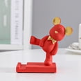 thumbnail image 4 of Soporte Para Teléfono De Oso Soportes de teléfono con adorno de oso de resina Kawaii Kicking Bear Soporte de escritorio para teléfono (rojo) Likrtyny Libre de BPA, 4 of 8