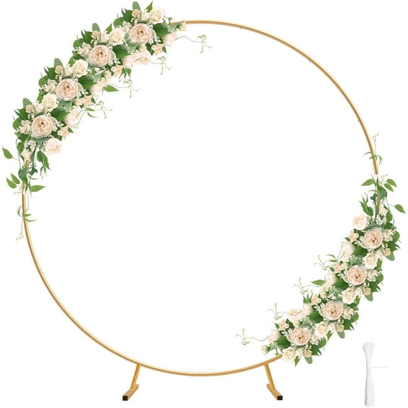 Backdrop Stand - 6.8ft(2.1m) Metal Round Balloon Arch Stand Upgrade Stable Iron Circle Arch Kit for Birthday, Baby Shower, Wedding, Graduation, Photo Background Party Decorations