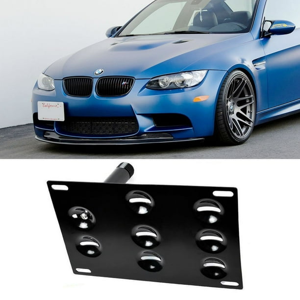 iJDMTOY Euro Style Front Bumper Tow Hole Adapter License Plate Mounting Bracket For BMW E82 E88