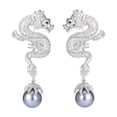 thumbnail image 5 of Zodiac Earrings, Pearl Zircon Inlay, Personalized Creative Design, Dragon Earrings., 5 of 11