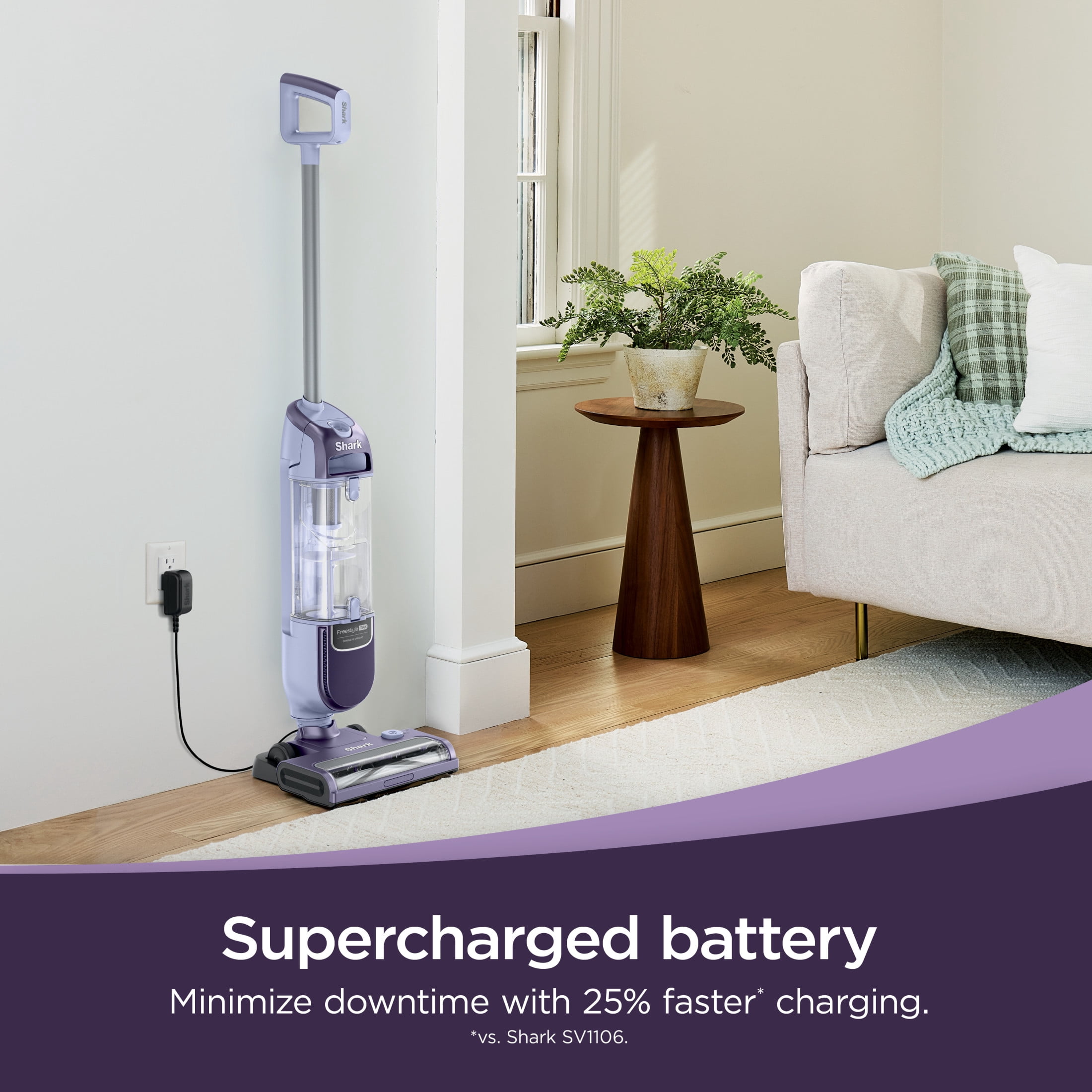 Shark Freestyle Max Cordless Stick Vacuum, Carpet and Hardfloors, 2-Speed Brushroll, Precision Charging Dock, 20-Min Run Time, SV2000 Purple