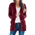 thumbnail image 3 of Women Winter Sweater Cardigan Long Sleeve Open Front Button Down Knitwear Coat With Pocket, 3 of 5