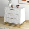 thumbnail image 2 of AKDSteel Commode Moderne Blanche à 3 Tiroirs, Commode en Bois avec Poignées en Métal Doré pour Chambre Ou Salon, 2 of 9