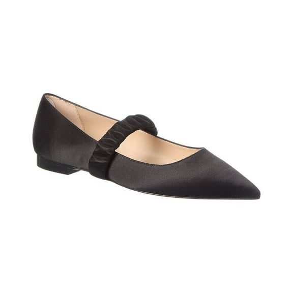 Stuart Weitzman Maxine Satin Ballet Flat, 7.5, Black