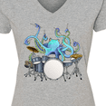 thumbnail image 4 of Inktastic Cute Blue Octopus Drumming Women's V-Neck T-Shirt, 4 of 5
