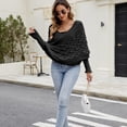 thumbnail image 2 of SWSMCLT Women's Billowy Pullover Sweater Casual Elegant Date Deep V Neck Convertible Batwing Sleeve Knit Knitwear Black Small-X-Large, 2 of 3