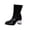Black, variant on Womens Ankle Boots Transparent Heel Side Zipper Chunky High Heel Glossy Surface Leather Booties