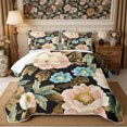 thumbnail image 2 of Manfei Vintage Peony Bloom Quilt Full 3-Piece,Oriental Floral Full Bedspread Sets,1 Coverlet and 2 Pillowcases, 2 of 7
