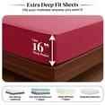 thumbnail image 4 of Lux Decor Collection Califonria King Fitted Sheet - Brushed Microfiber Deep pocket Bottom Bed Sheet - Burgundy, 4 of 10