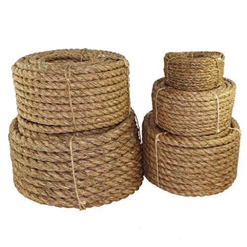 Size 1/4-3 inch SGT KNOTS Manila Rope Twisted Manila 3 Strand Natural Fiber Cord Ropes for Indoor and Outdoor Use 3/8 inch x 600 feet Tan Rope/Brown Rope Length 10-1200 ft 