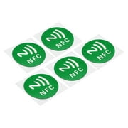 Uxcell NFC Sticker NFC213 Tag Sticker 144 Bytes Memory Blank Round NFC Tags Green 5 Pack
