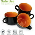 thumbnail image 5 of AmorArc Ceramic Soup Mugs with Lid, 24 oz Soup Cups with Hanlde for Coffee,Cereal,Salad,Noodles,Tea,Soup Bowls Cups,Microwave &Dishwasher Safe, Set of 4, Orange with Vented lid, 5 of 7