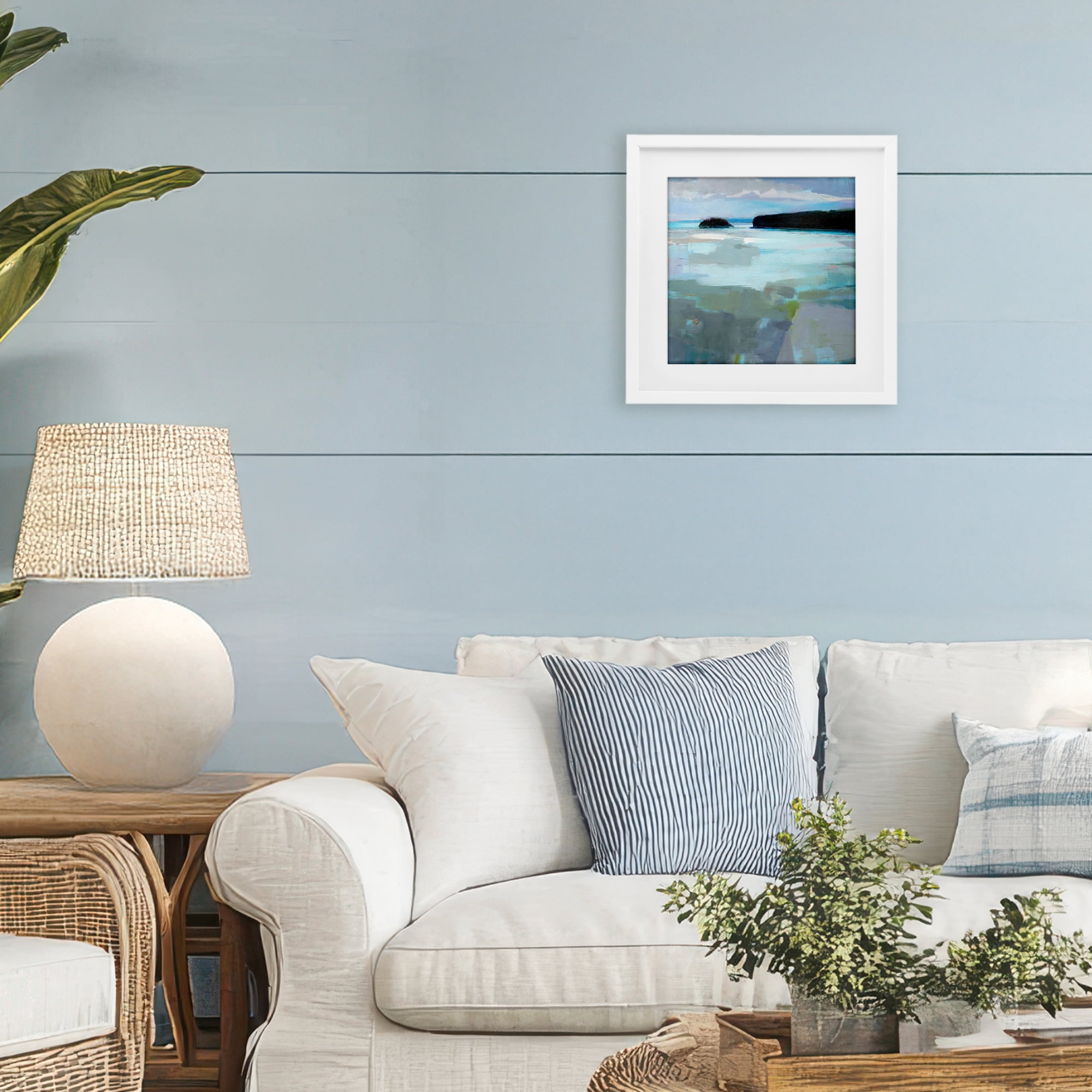 Stupell Industries Freeport Maine Abstraction White Framed Print Under Glass, design by Kathleen Robbins