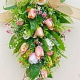 thumbnail image 6 of 18 Inches Tulip Front Door  Decoration, Spring Silk Artificial Flowers with Green Leaves for Window Wall Wedding Valentines and Mother Day Decor, Inverted Green Leaf Wreath, 6 of 8