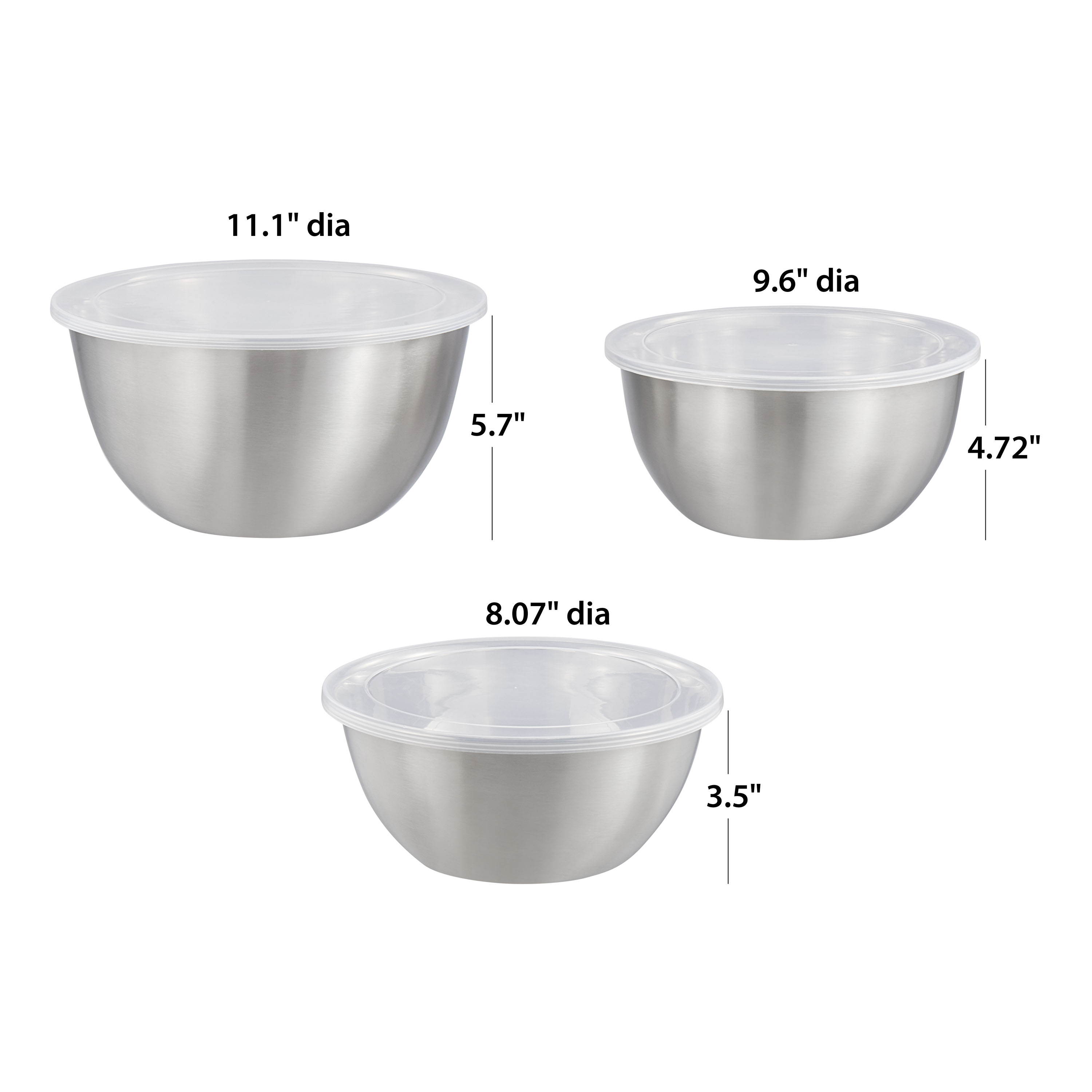 Mainstays 6-Piece Stainless Steel Mixing Bowl Set with Lids photo 5