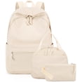 thumbnail image 1 of Mochila escolar BTOOP para niñas adolescentes de pana beige con lonchera, 1 of 6