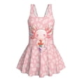 thumbnail image 4 of Tutolipy Cartoon Axolotl Print with Heart Pattern Kids One Piece Skirted Bathing Suit, Cute Childrens Swimwear, Cross Shoulder Strap Design for Beach Size 8-9 Years, 4 of 8