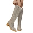 thumbnail image 5 of Women's Glitter Knee High Boots, Fashion Party Dress Shoes with Heel, Shiny Evening Dance Boots for Women, 5 of 9