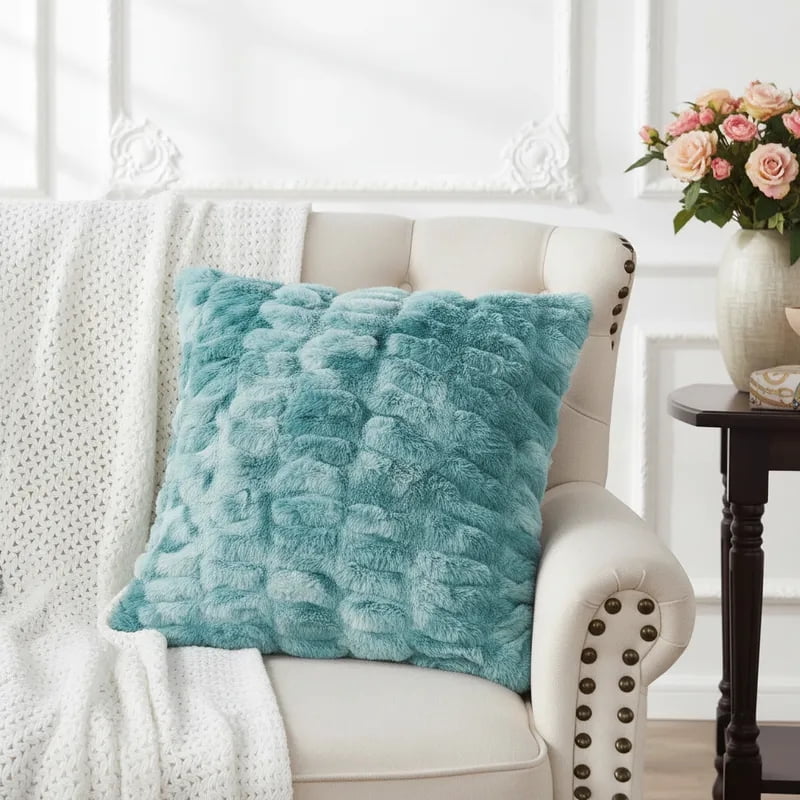 Home Soft Things Shar Pei Faux Fur Decorative Throw Pillow Covers, Soft Velvety Pillow Cases Cushion Covers, No Pillow Insert, Set of 2, Trellis, 26" x26"
